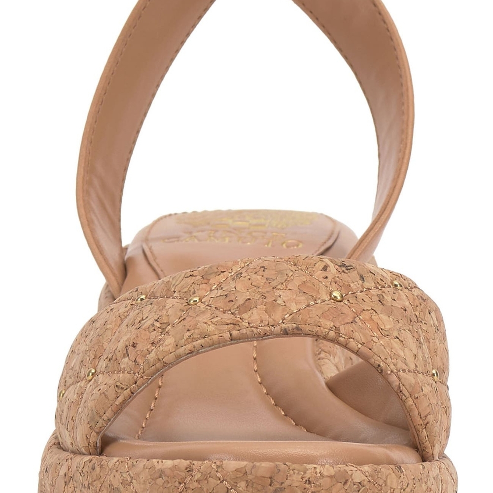 Sold Out Vince Camuto Summer Tan Cork Platform Comfy Sandals Heels Shoes - Picture 10 of 16